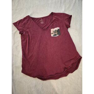 American Eagle Outfitters "Favorite T" v-neck t-shirt with a tropical print pock